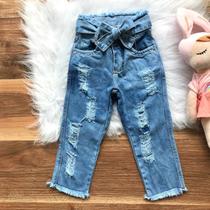 Calça Jeans Menina Destroyed Clochard Infantil Moda Linda