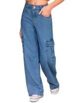 Calça Jeans Menina Wide Leg Cargo Infantil Juvenil Feminino Calça Jeans Menina Wide Leg Cargo Infantil Juvenil Feminino