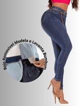 Calça Jeans Modela Levanta e Empina Bumbum Cintura Alta Com Cinto