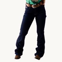 Calça Jeans Modelo Carpinteira Flare Feminina Country Cowgirl Azul