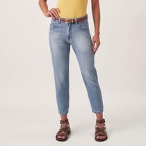 Calça Jeans Mom Capri Cintura Alta Azul Claro