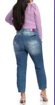 Calça Jeans Mom Feminina Plus Size Midi Básica Calça da Moda