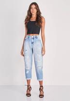 Calça Jeans Mom Lado Avesso Azul Claro Calça Jeans Mom Lado Avesso Azul Claro