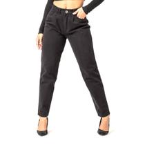 Calça Jeans Mom Preta Feminina Cintura Alta Zune Calça Jeans Mom Preta Feminina Cintura Alta Zune