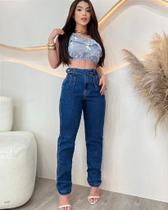 Calça Jeans Mom Reta com Elastano - Camille - Elegância e Conforto