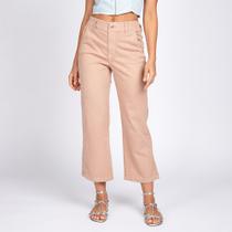 Calça Jeans Pantacourt Capri Solta Nude