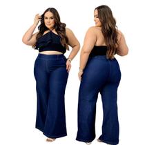 Calça Jeans Pantalona Linha Plus Size com lycra Cintura Alta