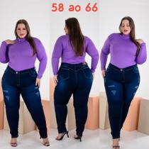 Calca Jeans Plus Siz 58 ao 66 Azul Esfolado Laycra