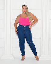 Calça Jeans Plus Size feminina Azul Marinho com Lycra