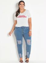 Calça Jeans Plus Size Feminina Boyfriend Do 46 Ao 64 Cor:Azul-açoTamanho:64 Calça Jeans Plus Size Feminina Boyfriend Do 46 Ao 64 Cor:Azul-açoTamanho:64