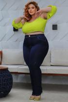 Calça Jeans Plus Size Feminina Cintura Alta Com Cós Modelador
