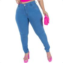 Calça Jeans Plus Size Feminina Com Lycra Cintura Alta