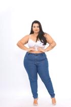 Calça Jeans Plus Size Feminina Elastano Empina Bumbum Alta Compressão Slim