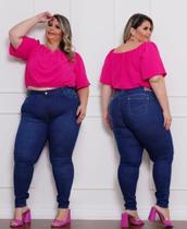 Calça Jeans Plus Size Feminina Levanta Bumbum Básica RI19 Jeans Calça Jeans Plus Size Feminina Levanta Bumbum Básica RI19 Jeans