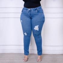 Calça Jeans Plus Size Premium Com Detalhes Destroyer Rasgado Calça Jeans Plus Size Premium Com Detalhes Destroyer Rasgado