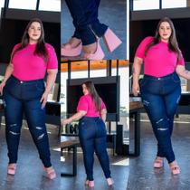 Calça Jeans Plus size tamanho 48 ao 66 Rasgada Ziper barra Cos alto linha b Calça Jeans Plus size tamanho 48 ao 66 Rasgada Ziper barra Cos alto linha b