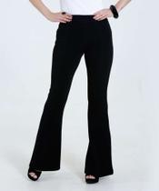 Calça jeans premium flare cor preta elastano