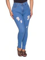 Calça jeans premium marmorizado com laycra new vintage rasgado laser