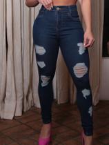 Calça jeans premium marmorizado laser levanta bumbum com laycra