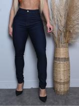 Calça jeans premium tradicional escura levanta bumbum cos alto com laycra