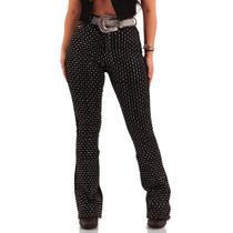 Calça Jeans Preta Crystal Brilhos Pratas Moda Country Flare Elastano Lançamento Texas Ranch Oficial Calça Jeans Preta Crystal Brilhos Pratas Moda Country Flare Elastano Lançamento Texas Ranch Oficial