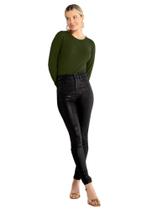 Calça jeans preta efeito gloss chapa barriga lunender 20829