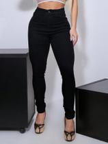 Calça jeans preta feminina classica tradicional destroyed