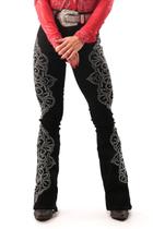 Calça Jeans Preta Feminina Lótus Brilhos Pratas Moda Country Elastano Cintura Alta Flare Texas Ranch Calça Jeans Preta Feminina Lótus Brilhos Pratas Moda Country Elastano Cintura Alta Flare Texas Ranch