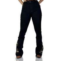 Calça Jeans Preta Feminina Unique Brown Bordada Moda Country Texas Ranch Jeans Oficial Calça Jeans Preta Feminina Unique Brown Bordada Moda Country Texas Ranch Jeans Oficial