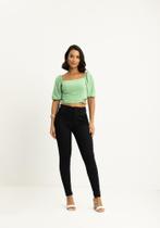 Calça jeans preta não desbota com chapa barriga lunender 30099 Calça jeans preta não desbota com chapa barriga lunender 30099