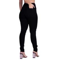 Calça Jeans Preta Skinny Com Lycra Cintura Alta Corte Do Jeans Empina Confortável Moda Feminina