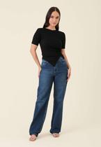 Calça Jeans Reta Azul Escuro