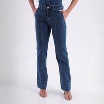 Calça Jeans Reta Com Recorte e Bolso Embutido Feminino Revanche Benim Calça Jeans Reta Com Recorte e Bolso Embutido Feminino Revanche Benim