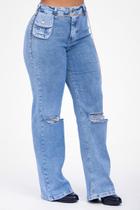 Calça Jeans Reta Detalhe Corrente - Sol Jeans