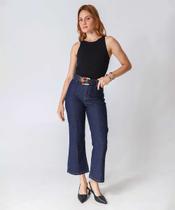 Calça Jeans Reta Feminina Bolsos Azul-68121 Calça Jeans Reta Feminina Bolsos Azul-68121