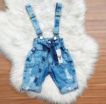 Calça Jeans Salopete Infantil Menina Blogueirinha 2/8 Anos
