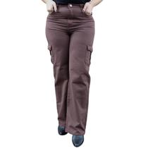 Calça Jeans Sarja Wide Leg Marrom Calça Jeans Sarja Wide Leg Marrom