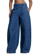 Calça Jeans Sawary Balloon - 282491 - Azul 44 Calça Jeans Sawary Balloon - 282491 - Azul 44
