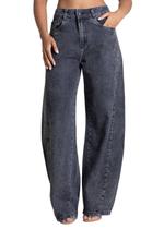 Calça Jeans Sawary Barrel Brilho - 282883 - black 44 Calça Jeans Sawary Barrel Brilho - 282883 - black 44