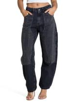 Calça Jeans Sawary Barrel Brilho - 283610 - Preto 36