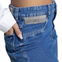 Calça jeans sawary cropped com strass brilho