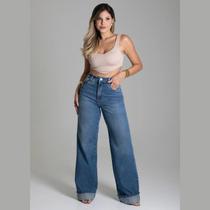 Calça Jeans Sawary Levanta Bumbum Feminina Adulto Wide Leg 279139