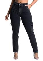 Calça Jeans Sawary Reta Cargo - 277648 Preto