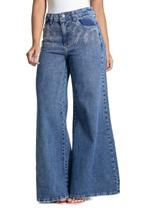 Calça Jeans Sawary Super Wide Leg - 282902 - azul médio 44 Calça Jeans Sawary Super Wide Leg - 282902 - azul médio 44