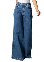 Calça Jeans Sawary Super Wide Leg - 283561 - Azul médio 44 Calça Jeans Sawary Super Wide Leg - 283561 - Azul médio 44
