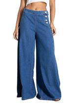 Calça Jeans Sawary Super Wide Leg - 283644 - Azul br 38 Calça Jeans Sawary Super Wide Leg - 283644 - Azul br 38