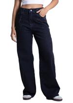 Calça Jeans Sawary Super Wide Leg Brilho - 283043 - pretobr 44 Calça Jeans Sawary Super Wide Leg Brilho - 283043 - pretobr 44