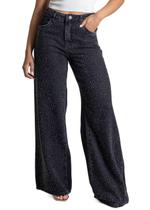 Calça Jeans Sawary Wide Leg Brilho - 282963 - BLACK 46