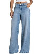 Calça Jeans Sawary Wide Leg Brilho - 283046 AZUL 44 Calça Jeans Sawary Wide Leg Brilho - 283046 AZUL 44