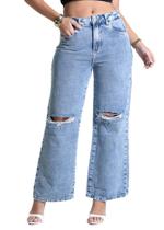 Calça Jeans Sawary Wide Leg Cropped - 282429 - Azul claro 38
